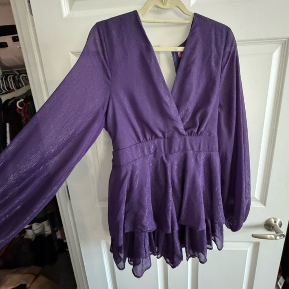 Francesca's Collections Elegant Purple Wrap Blouse